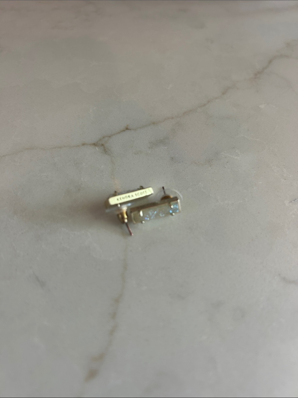 Kendra Scott Gold Iridescent Druzy Bar Stud Earrings - Picture 2 of 11
